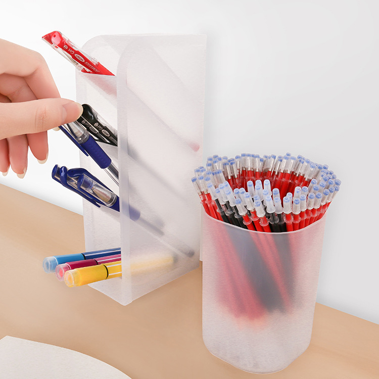 Creative desktop storage box, transparent matte stationery, makeup brush, lipstick rack, multi-functional and simple slanted pen holder details Picture