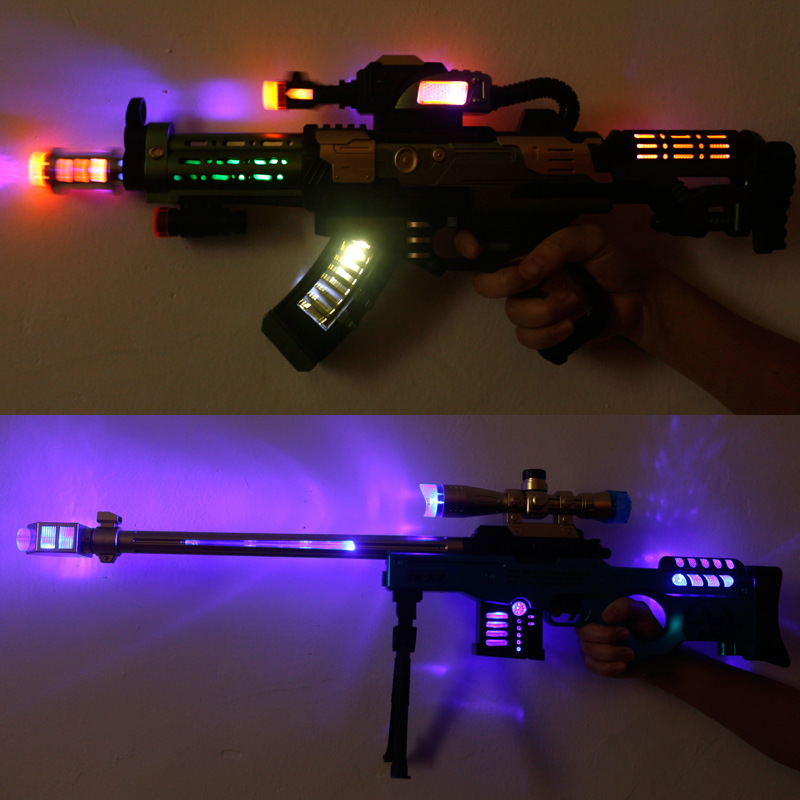 Children's simulation interactive electric sound and light vibration telescopic projection F-gun toy, boys' playerUnknown's Battlegrounds toy gun Specification drawing