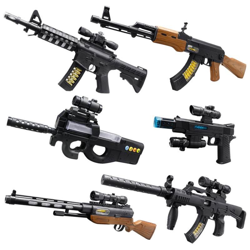 New best-selling children's electric toy guns, lights, music, telescopic, vibration, projection, blocking, ji gun, assault, bu gun, boys Item Picture