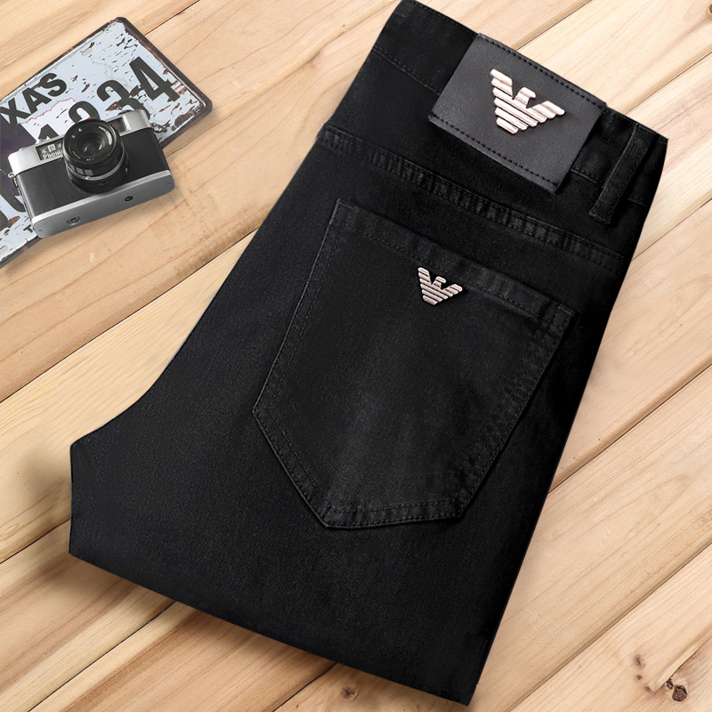 European station foreign trade big brand style autumn new stretch men's jeans, men's slim-fit straight-leg casual jeans details Picture