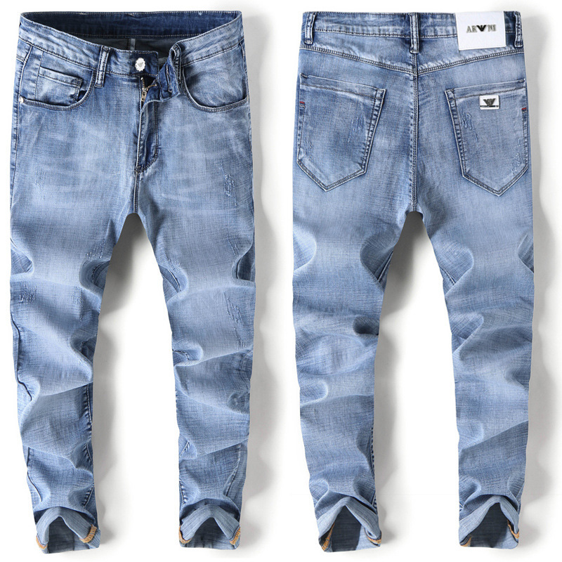 European station foreign trade big brand style autumn new stretch men's jeans, men's slim-fit straight-leg casual jeans Application Scenario