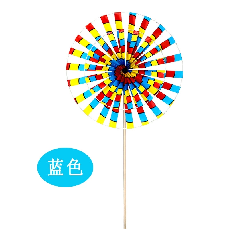 Outdoor wooden pole seven-color double-layer rotating rural windmill, children's nostalgic spiral windmill, wholesale supply for street stalls Application Scenario