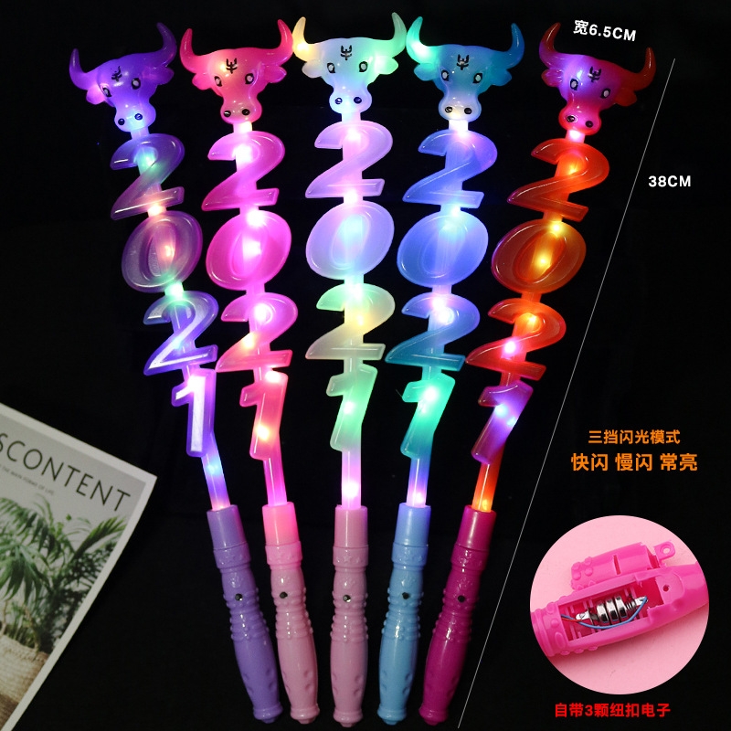 Wholesale of 2022 new children's toys, including flashing sticks, bouncy balls, cartoon Year of the Ox, and starry sky balls Application Scenario