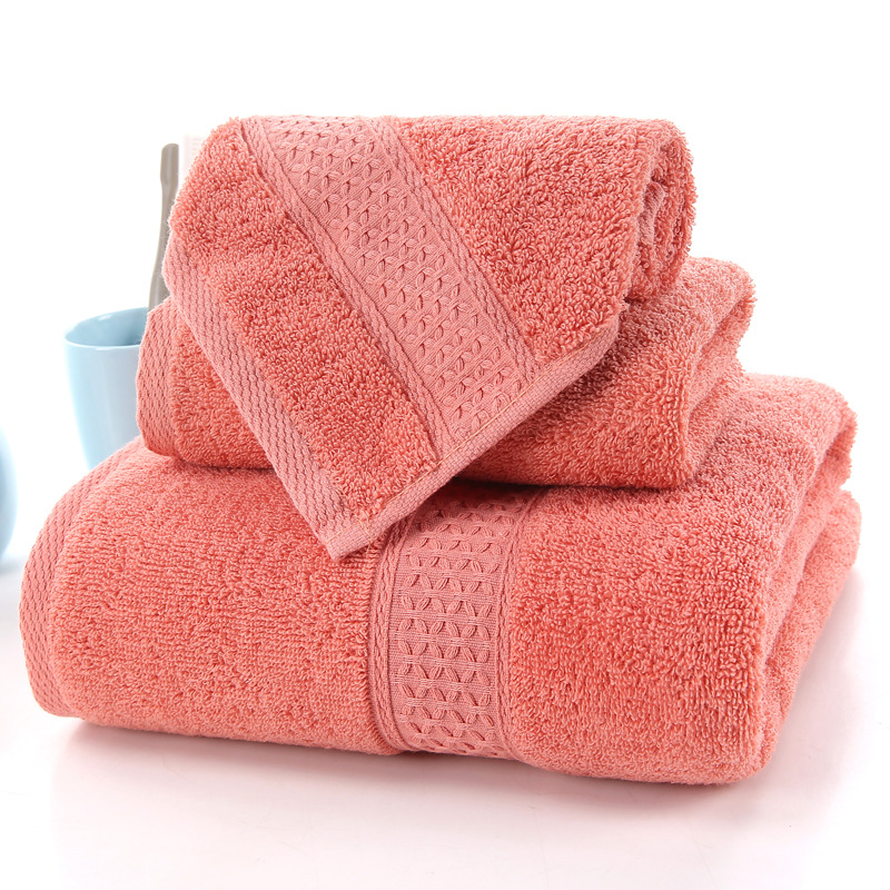 Thickened cotton towels, bath towels, square towels, solid color soft absorbent large towels for men and women, business conference gift set of three pieces details Picture