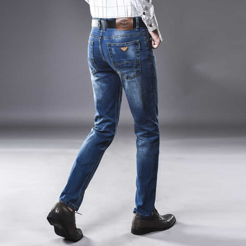 Wholesale original single of high-end foreign trade jeans, men's autumn and winter slim-fit straight-leg pants, men's Korean-style versatile casual long pants Item Picture
