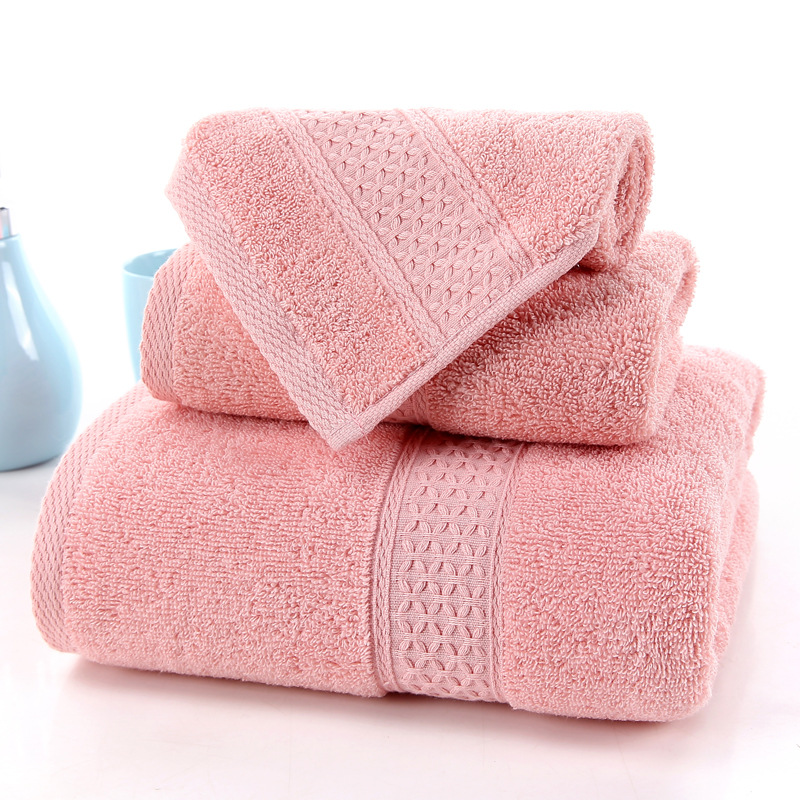 Thickened cotton towels, bath towels, square towels, solid color soft absorbent large towels for men and women, business conference gift set of three pieces Specification image