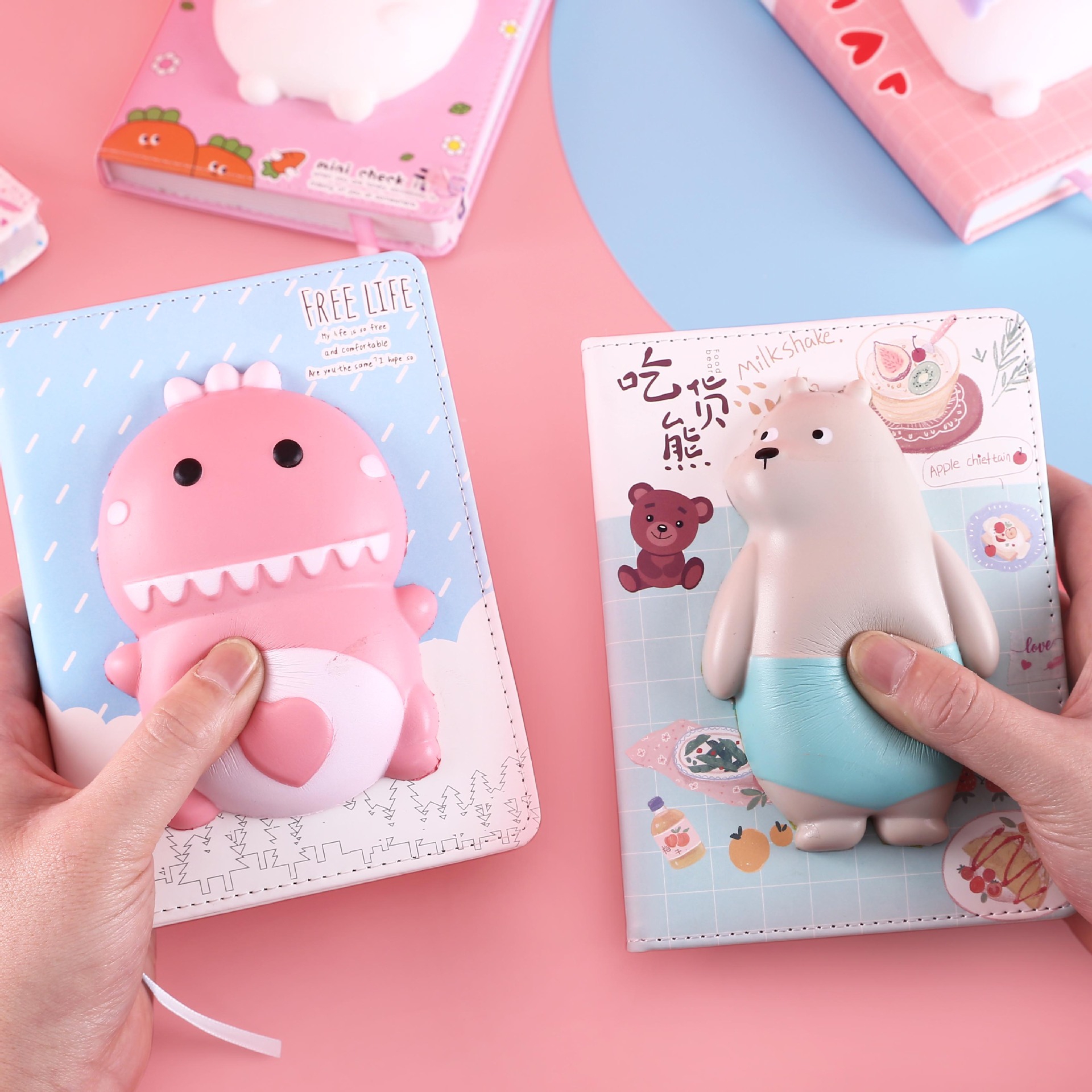 Soft and cute cultural and creative stress-relieving notebooks, cute and slow rebound creative stress-relieving handbooks, color page handbooks customized and sent on behalf Specification drawing