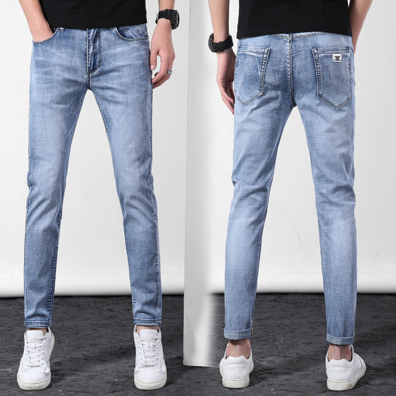 European station foreign trade big brand style autumn new stretch men's jeans, men's slim-fit straight-leg casual jeans Item Picture