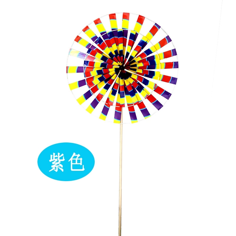 Outdoor wooden pole seven-color double-layer rotating rural windmill, children's nostalgic spiral windmill, wholesale supply for street stalls Specification drawing
