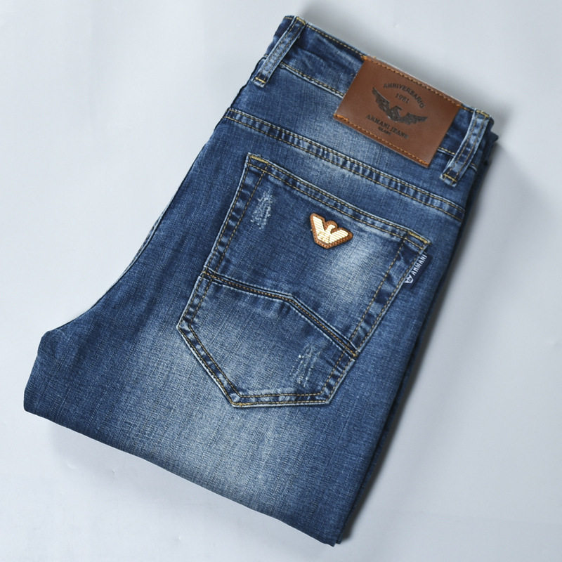 Wholesale original single of high-end foreign trade jeans, men's autumn and winter slim-fit straight-leg pants, men's Korean-style versatile casual long pants