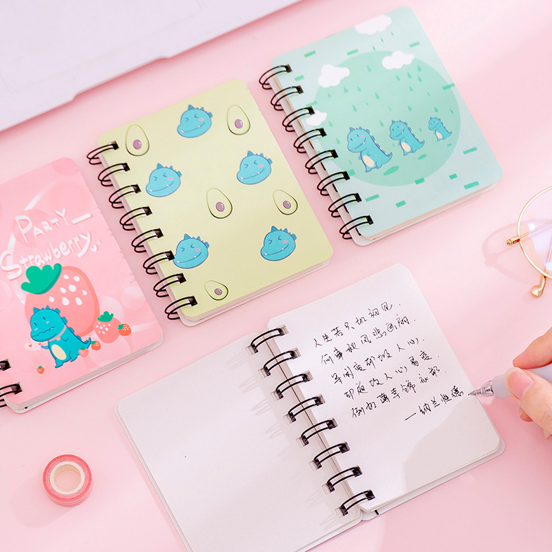 Cartoon and cute dinosaur A7 coil notebook, adorable student mini portable note-taking notebook pocket notebook Application Scenario