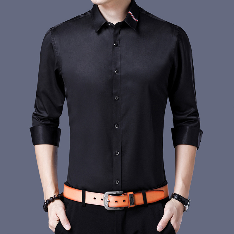 New men's shirts for spring and autumn Business men's men's slim body long sleeves men's casual professional wear plain color shirt trend