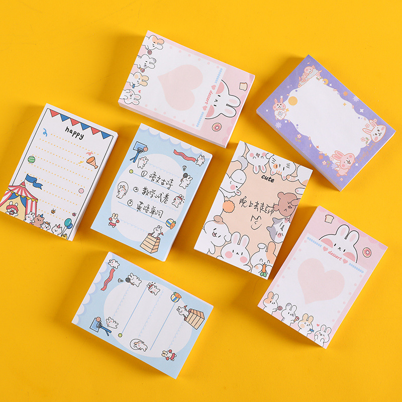 Cute cartoon rabbit memo note book, student notebook, sticky notes that can be torn N times, message notepad Application Scenario