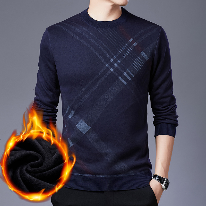 Woolen sweater autumn and winter dad outfit with fluffy clothes middle-aged men's sweater men's bottom sweater men's casual threading