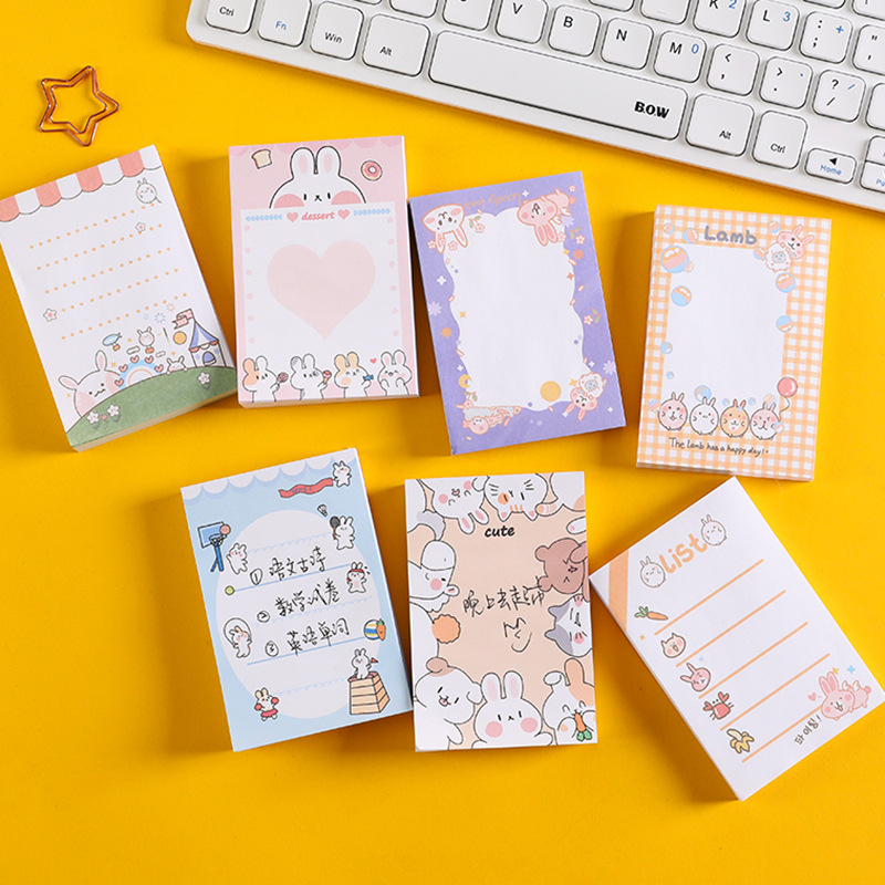 Cute cartoon rabbit memo note book, student notebook, sticky notes that can be torn N times, message notepad Specification image