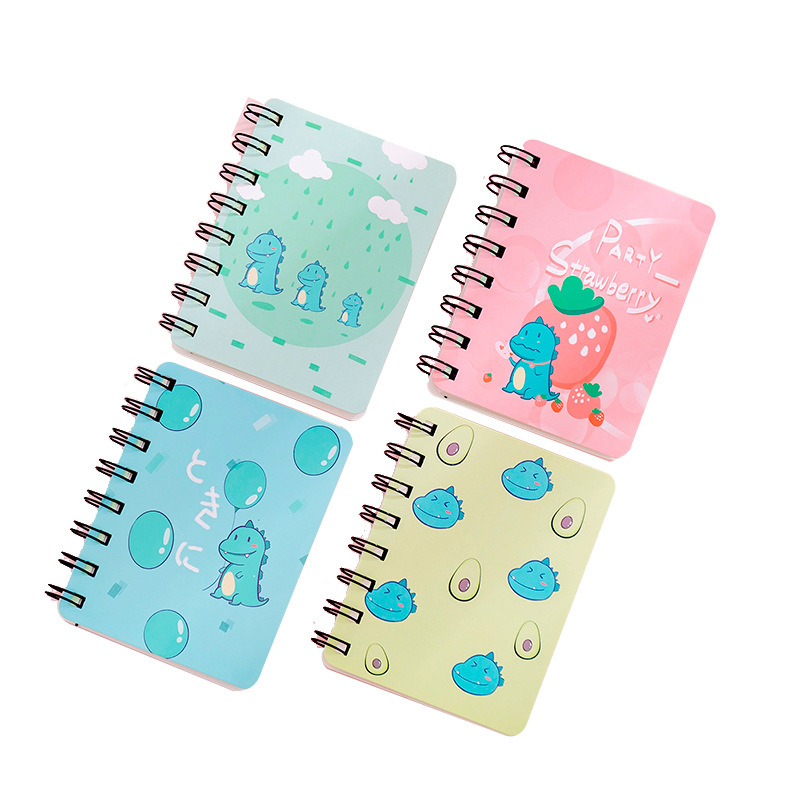 Cartoon and cute dinosaur A7 coil notebook, adorable student mini portable note-taking notebook pocket notebook Item Picture