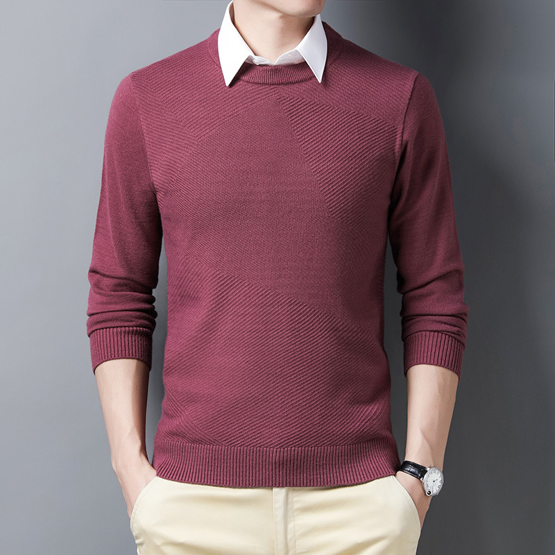 Autumn and winter new men's round neck jumper sweater pure color warm sweater men's youth fashion sweater wholesale
