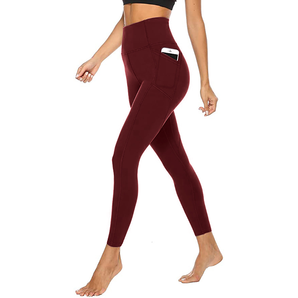 European and American sports pants 20 Summer new style women's fitness outdoor sports high-waisted tight side pocket yoga pants details Picture