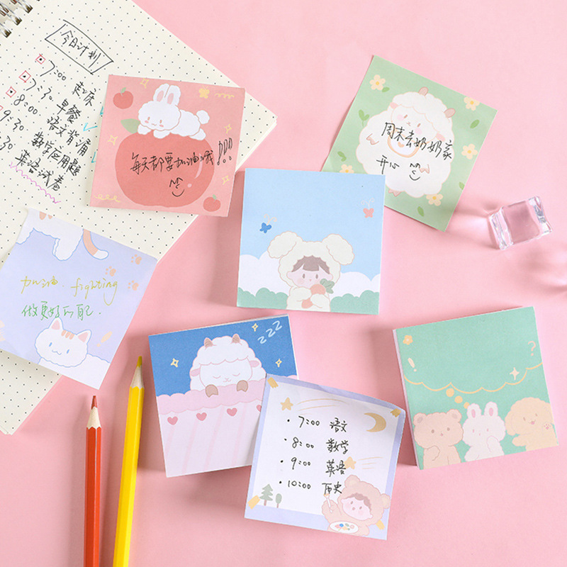 Zhishun Korean Creative Cute Pet Party Notepad, ins Girlish Cartoon Sticky Notes, Comment Sticky Notes, N Times Sticker Specification image