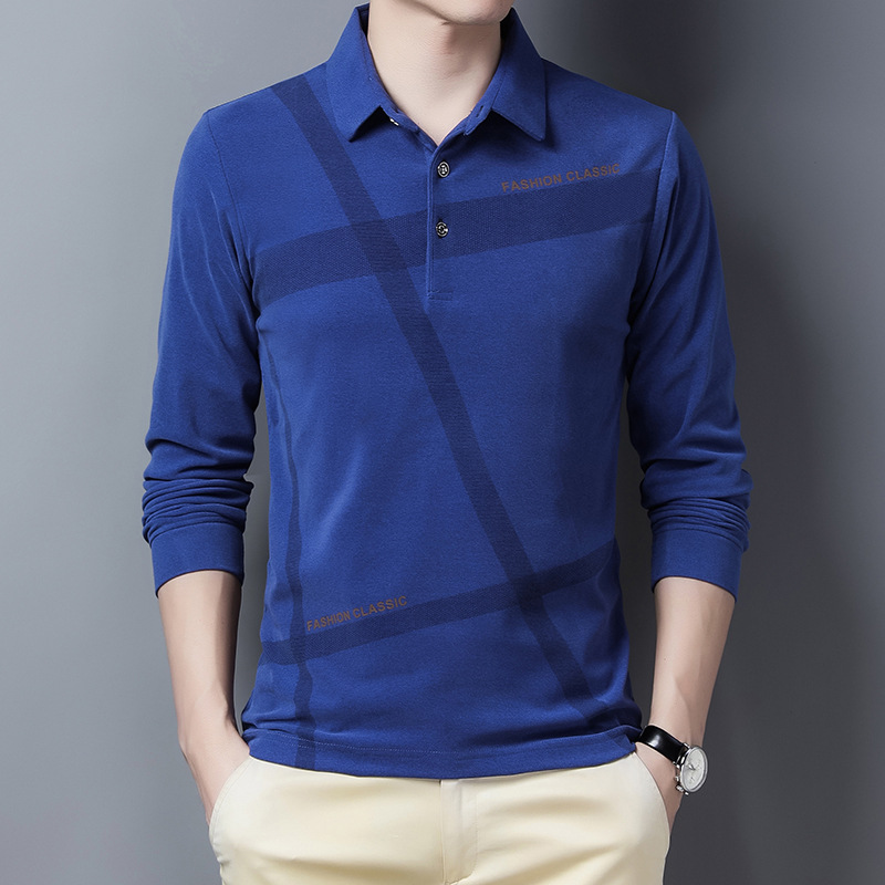 T shirt men long sleeves loose autumn new shirt lapel trend pullover handsome casual versatile hoodie men T