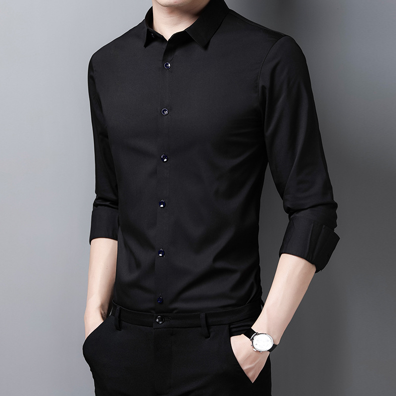 Spring and autumn shirt men's long sleeve business casual slim shirt bottom shirt middle-aged men's shirt wholesale