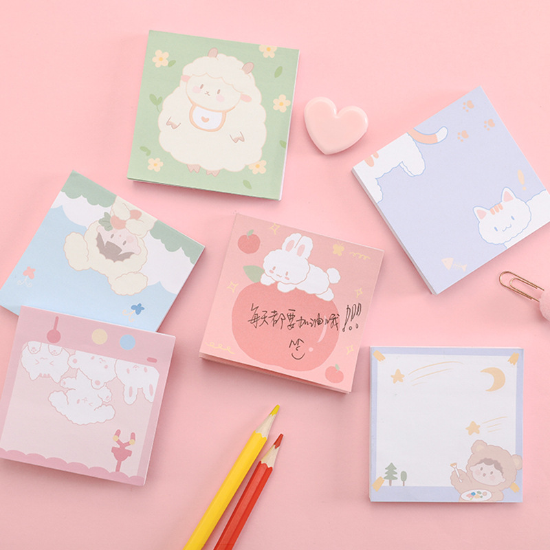 Zhishun Korean Creative Cute Pet Party Notepad, ins Girlish Cartoon Sticky Notes, Comment Sticky Notes, N Times Sticker details Picture