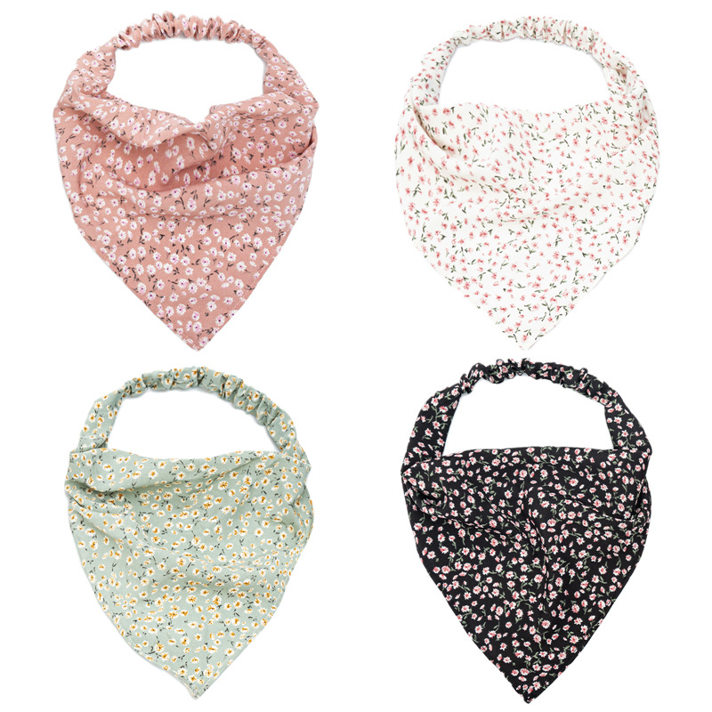 Santai 2021 Women's Floral elastic band headscarf, Thin floral fabric headscarf, European and American triangular scarf hair accessory batch Item Picture
