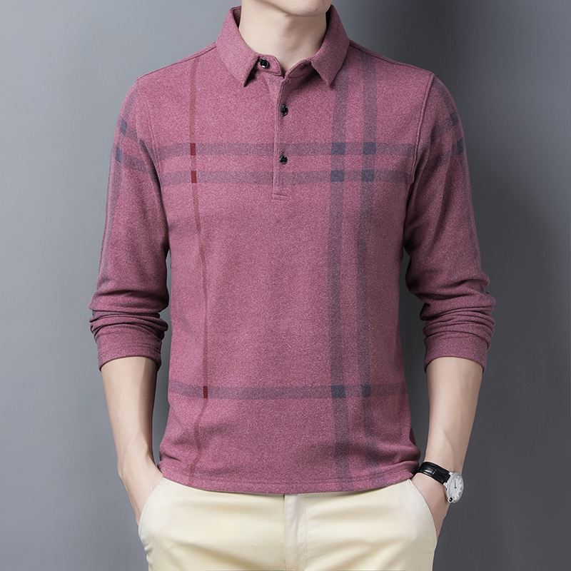 Cross-border autumn new men's long-sleeve pullover T shirt loose leisure pure color hoodie tide T youth POLO shirt wholesale