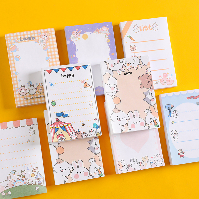 Cute cartoon rabbit memo note book, student notebook, sticky notes that can be torn N times, message notepad details Picture