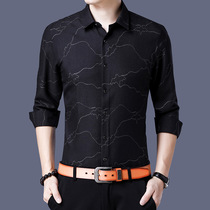 Spring and autumn new middle-aged men's long-sleeve shirt square collar casual fashion thin shirt men a wholesale trend
