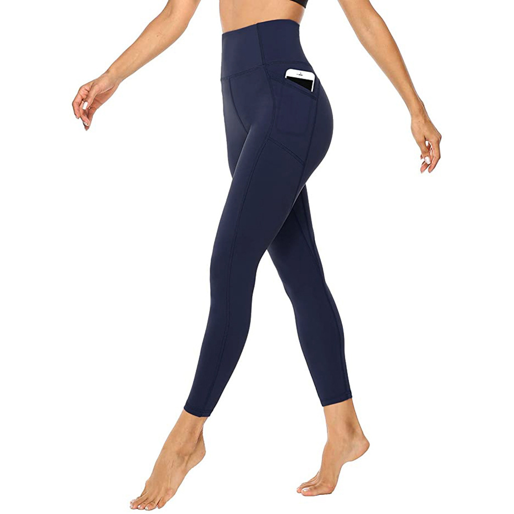 European and American sports pants 20 Summer new style women's fitness outdoor sports high-waisted tight side pocket yoga pants Item Picture