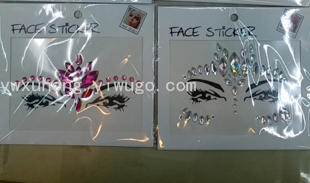 Acrylic face stickers, eco-friendly resin face stickers, crystal diamond forehead stickers, water diamond face stickers details Picture