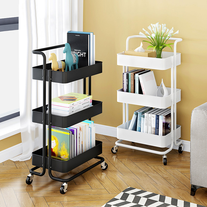 Kitchen floor storage rack, bedroom living room multi-layer wheeled movable baby products storage rack