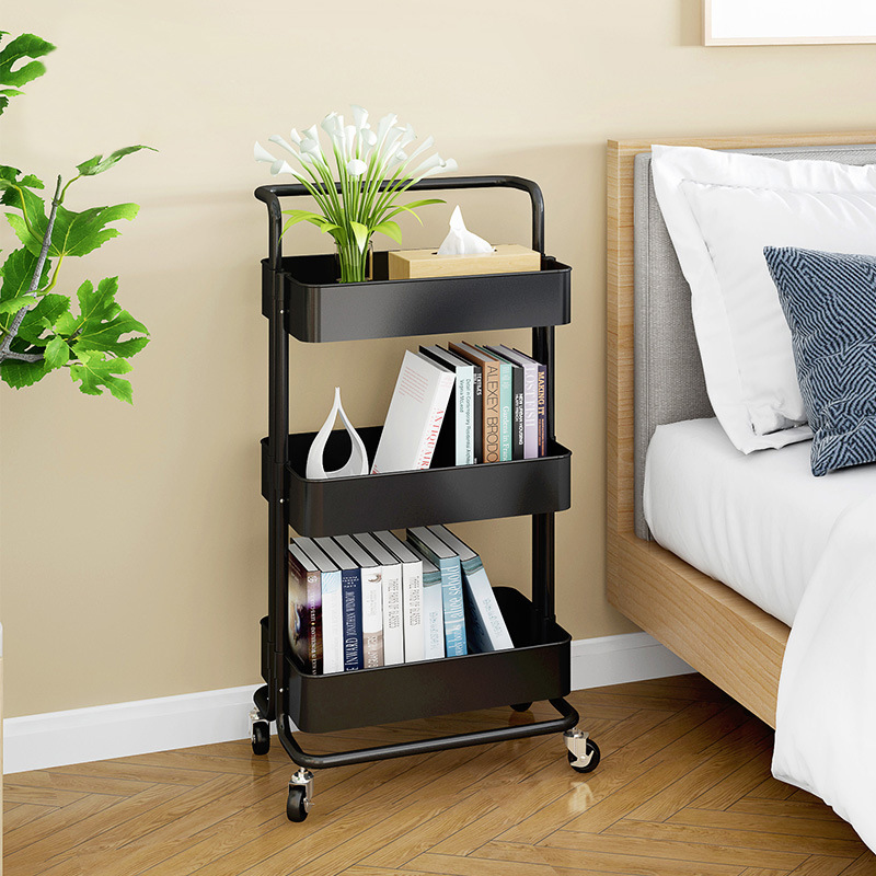 Kitchen floor storage rack, bedroom living room multi-layer wheeled movable baby products storage rack Specification image