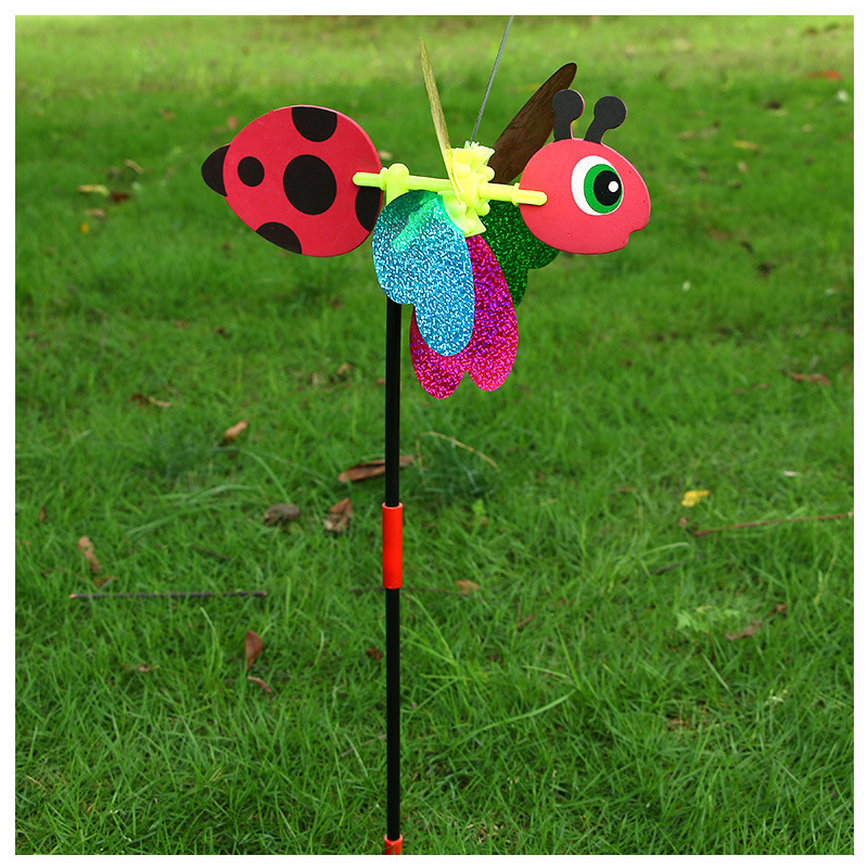 Three-dimensional insect windmills, cartoon bees, butterflies, sequined windmills, outdoor children's toys, park street stalls, and hot sales Item Picture