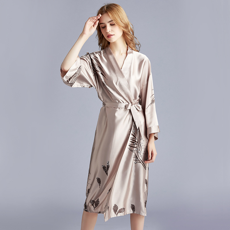 Silk wedding Nightgown Ladies spring/summer long bridesmaid dress Red Bride morning gown Household nightgown WP1273