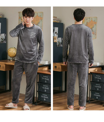 Pyjama women autumn/winter coral velvet Pyjama men winter thick long sleeve set warm home wear two sets