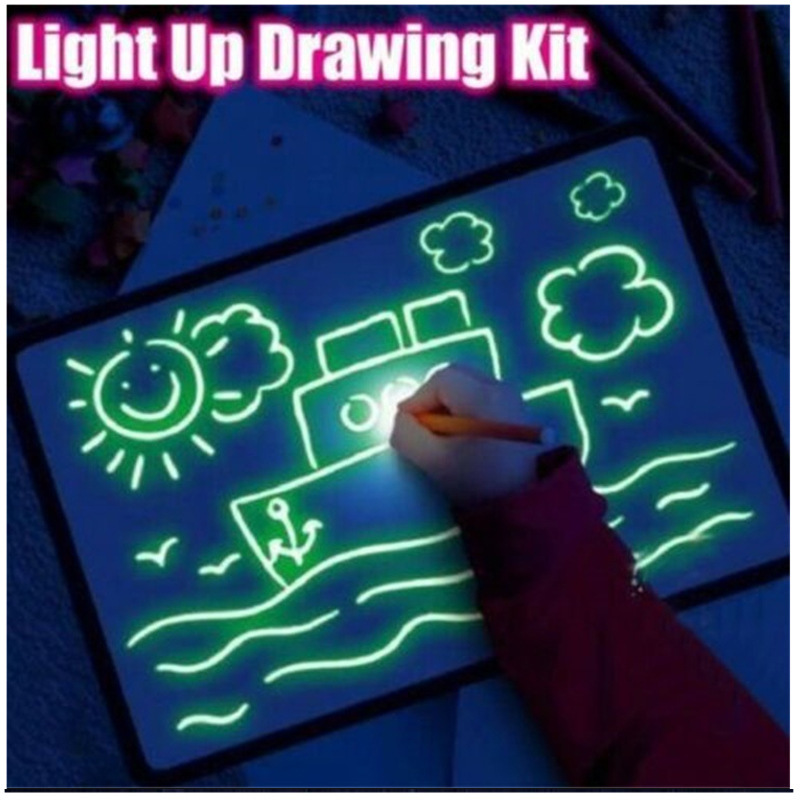 Draw With Light Fun Children's luminous toys Doodle Drawing Writing Board Night Light Board Fluorescent board details Picture