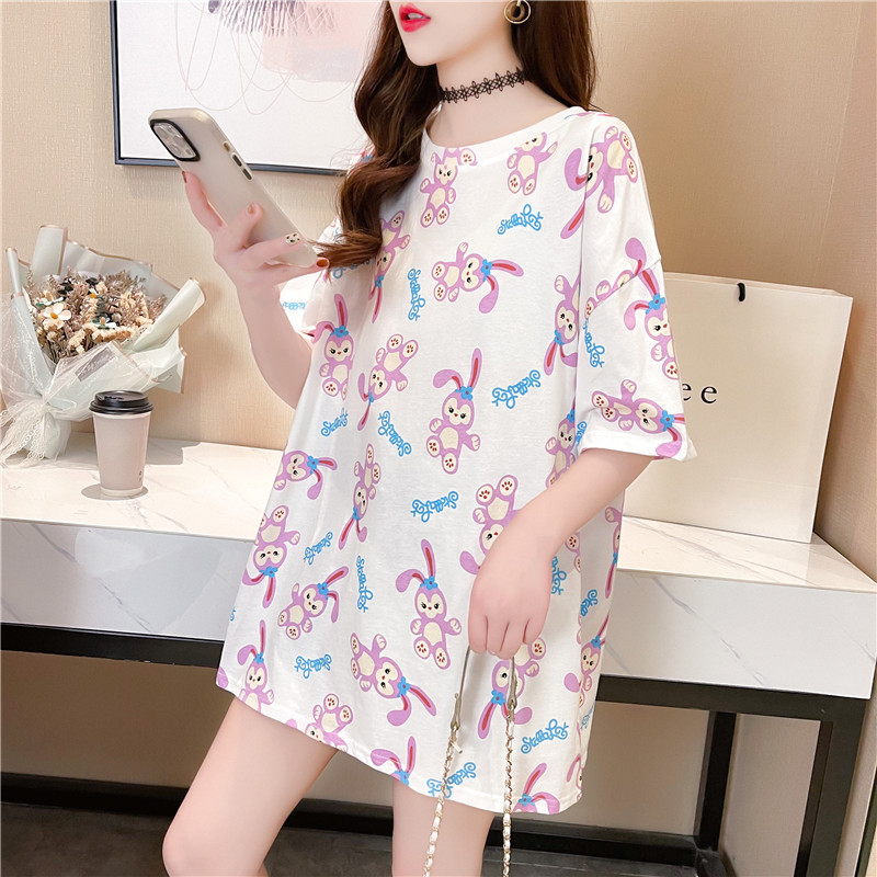 Women's clothing 2021 new style, super popular short-sleeved T-shirt on Instagram, Spring and summer couple cartoon loose top Application Scenario