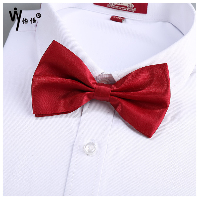 New Promotion Thick Ladies Solid Color Bow Tie Banquet Wedding Double Flat Bow Tie Manufacturers Wholesale Item Picture