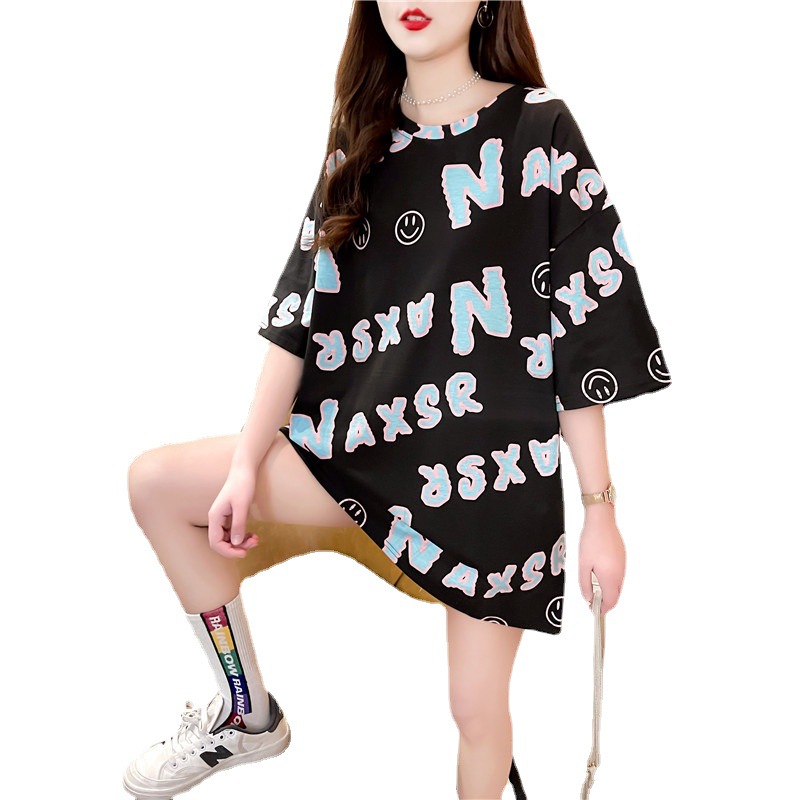 2021 New Instagram-popular short-sleeved T-shirt women's Spring and summer trendy couple's wear, plus-size loose top Item Picture