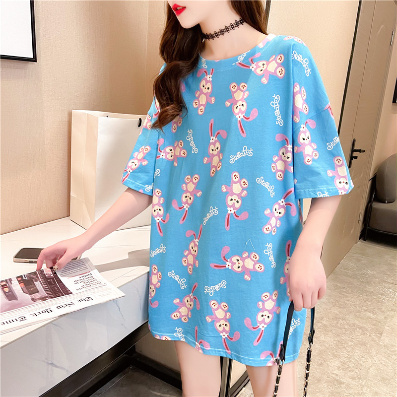 Women's clothing 2021 new style, super popular short-sleeved T-shirt on Instagram, Spring and summer couple cartoon loose top Specification image