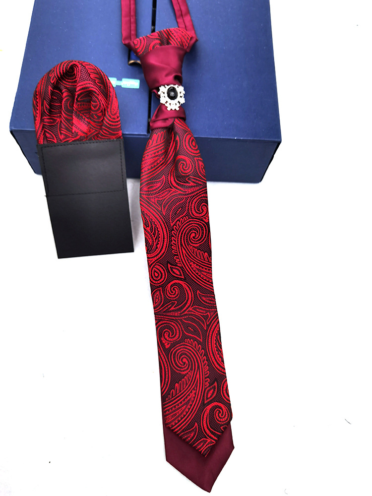 Hong Kong knot tie pocket square set gift with suit photography groom British wedding banquet tie for men