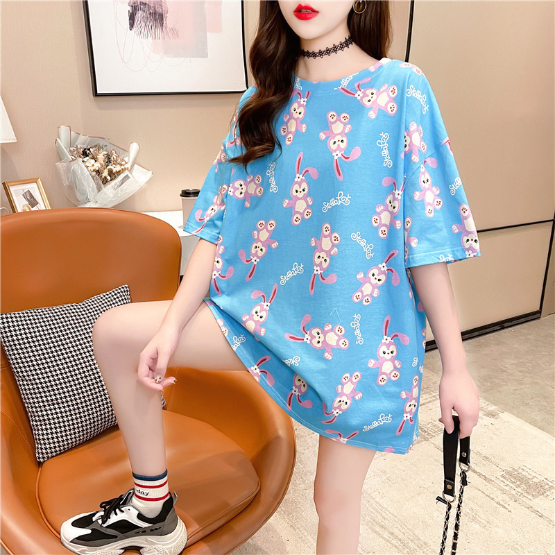 Women's clothing 2021 new style, super popular short-sleeved T-shirt on Instagram, Spring and summer couple cartoon loose top details Picture