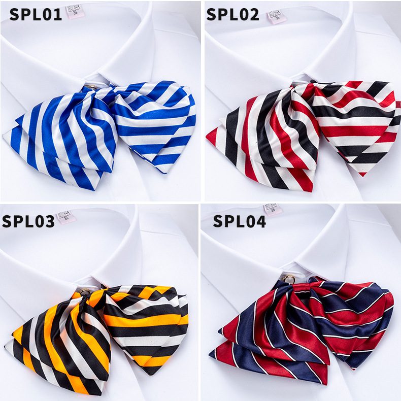 Factory wholesale casual striped bow tie collar flowers: simple, stain-resistant, easy to maintain, comfortable and professional ladies' small collar flowers details Picture