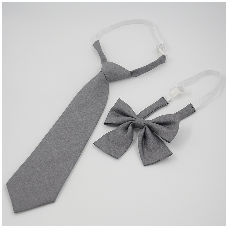 Fashion Trend Business Solid Color Cotton Hemp Elastic Tie Collar Set Simple Style Gentleman Tie Collar Item Picture