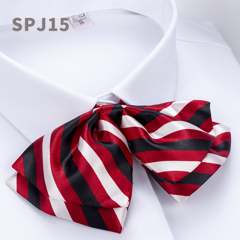 Factory wholesale casual striped bow tie collar flowers: simple, stain-resistant, easy to maintain, comfortable and professional ladies' small collar flowers Specification image