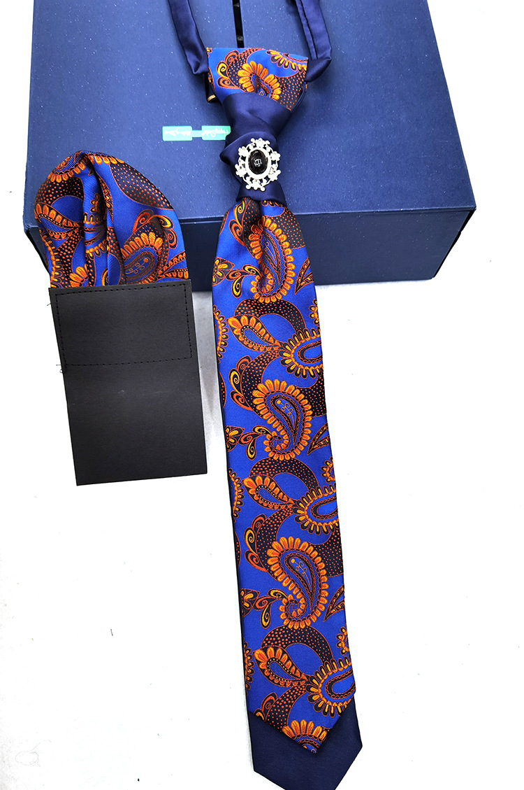 Hong Kong knot tie pocket square set gift with suit photography groom British wedding banquet tie for men details Picture