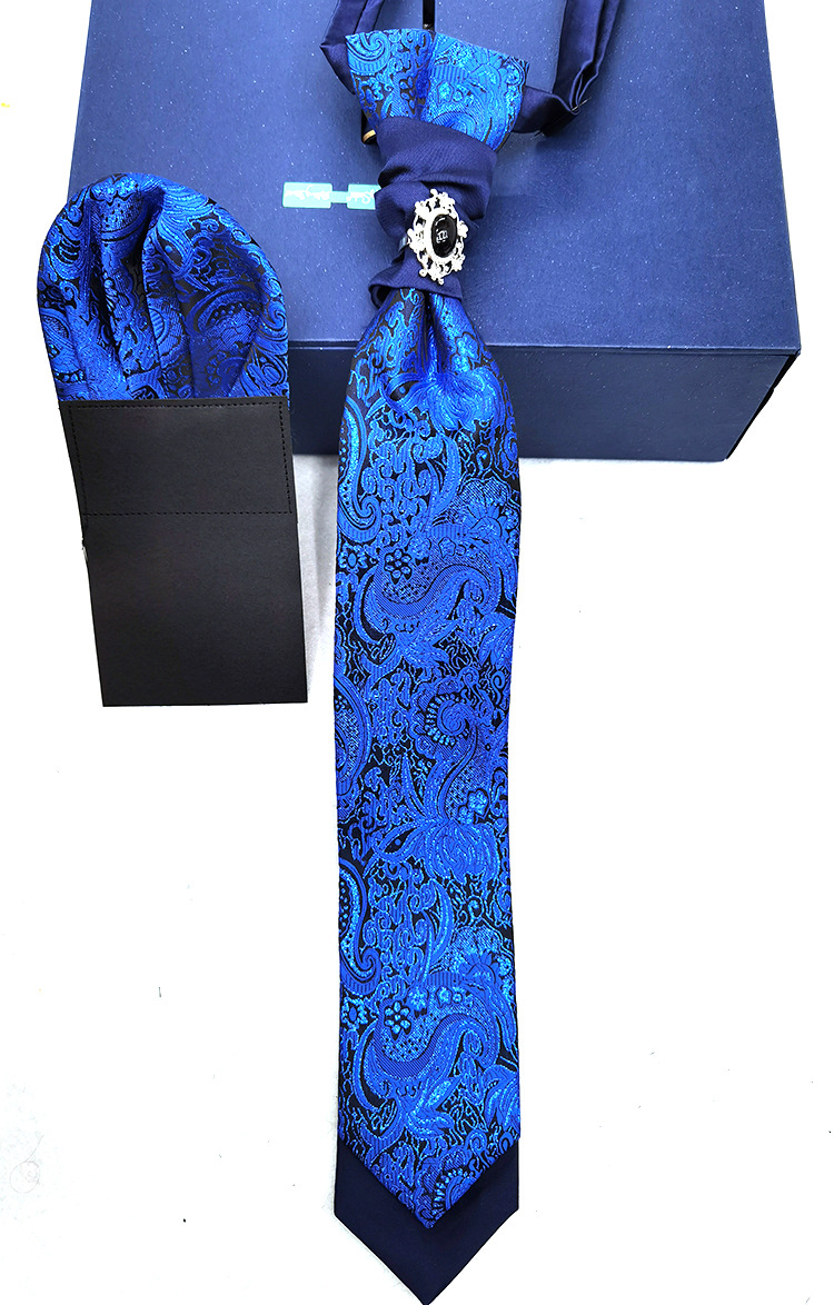 Hong Kong knot tie pocket square set gift with suit photography groom British wedding banquet tie for men Specification image