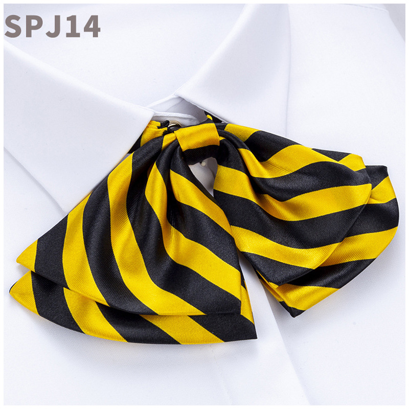 Factory wholesale casual striped bow tie collar flowers: simple, stain-resistant, easy to maintain, comfortable and professional ladies' small collar flowers Item Picture